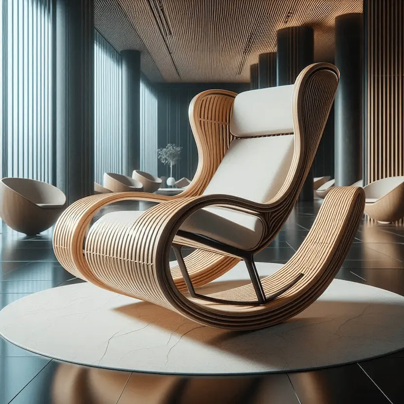 صندلی راک یا صندلی گهواره ای چوبی سبک مدرن